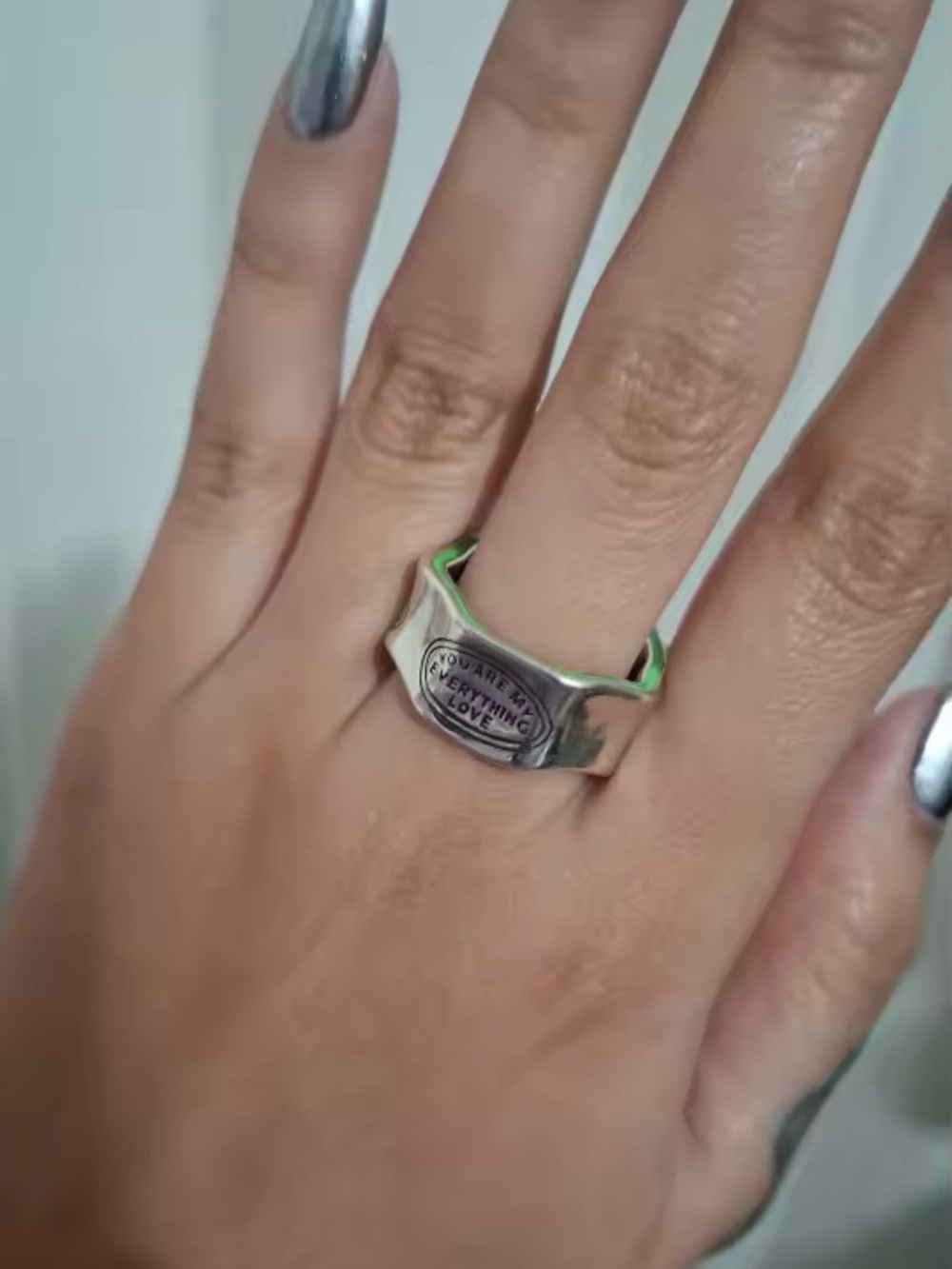 Engraved Sterling Silver Band Ring 925 - Picture 4 of 10